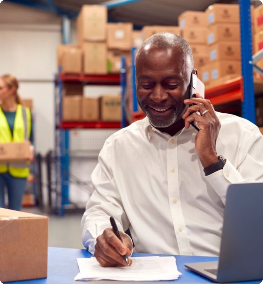 image of man on a call